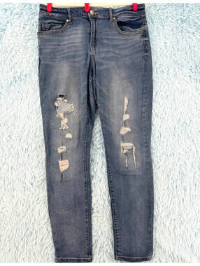 Women's R1893 Roebuck & Co Straight Leg Distressed Blue Jeans Size 14